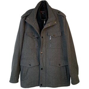 Michael Kors Gray Wool Blend PeaCoat W/ Sweater Bib XL 10018 Military Winter